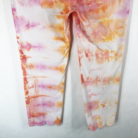 Crown Ivy‎ Size 4 Pants Trendy Tulip Tie Dye Handmade Scalloped Pink Orange 218 - Picture 5 of 11